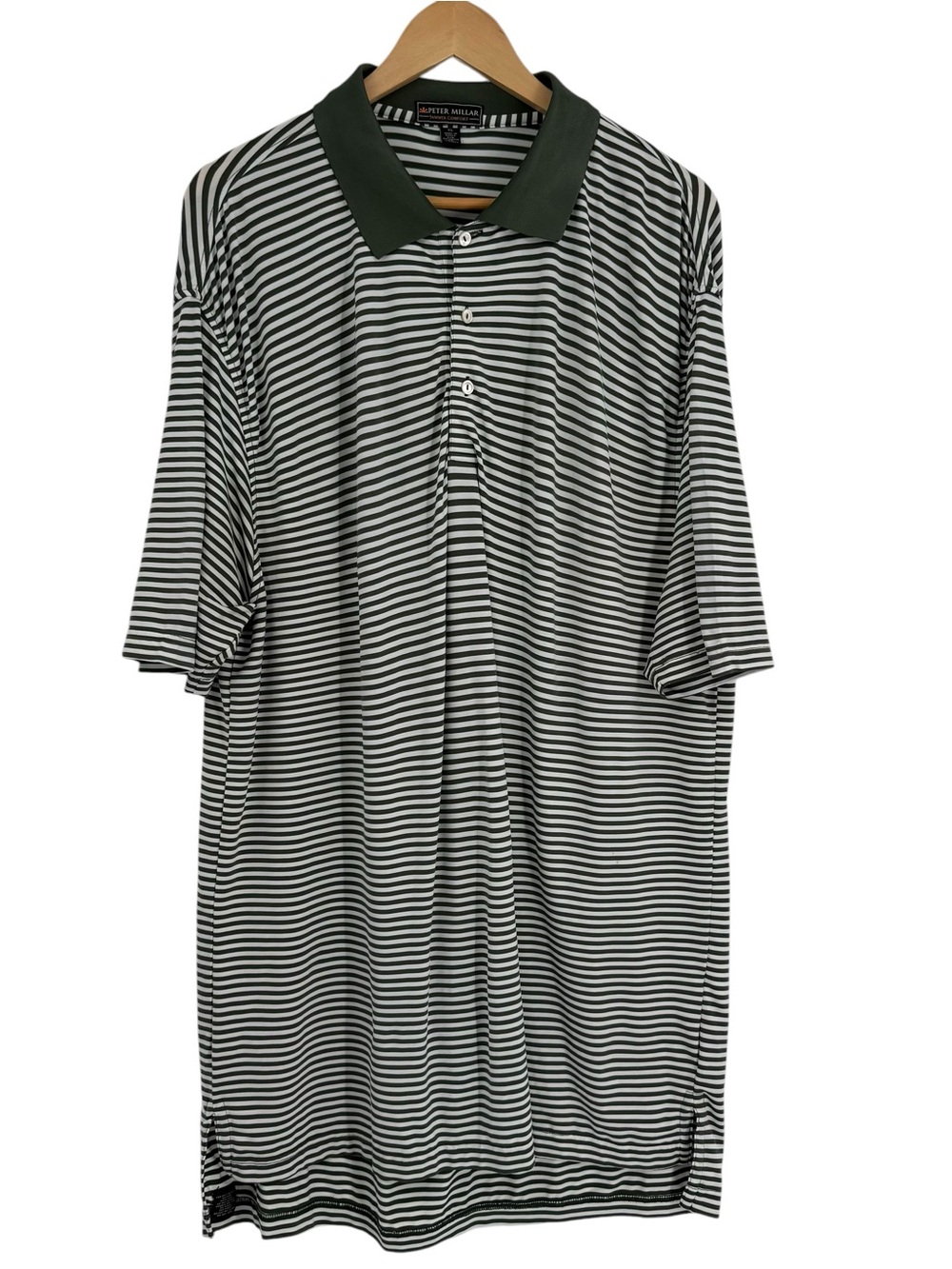 Peter Millar Summer Comfort Polo Mens XL green Stripe Golf Performance Stretch